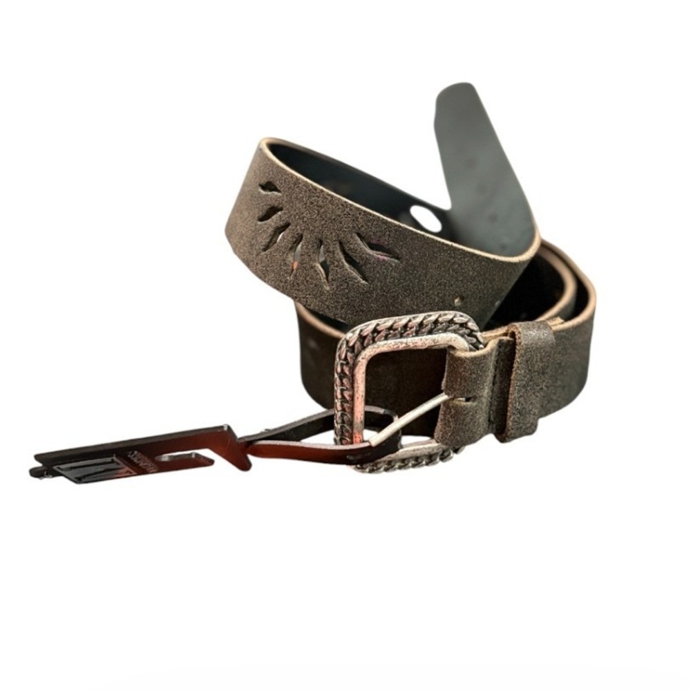 Maurices Brown Cutout‎ Belt Womens XL Western Boho Sunburst Italian Leather
